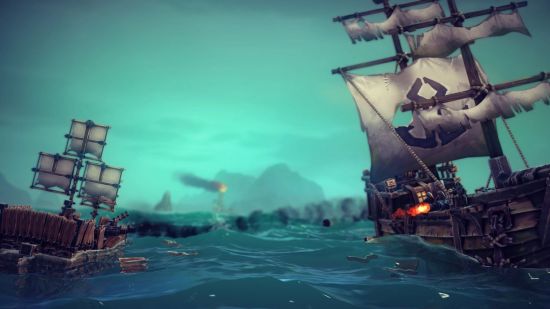 Brilliant medieval sandbox sim sets sail in new expansion on Steam: Ships attack each other on the green waves of Besiege.