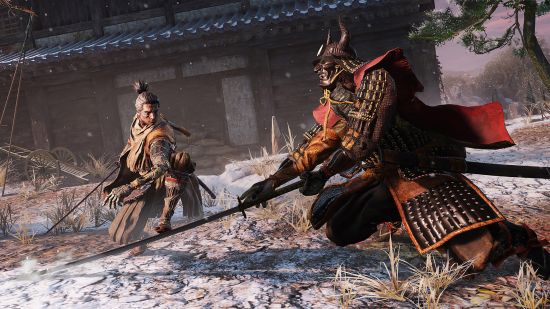 Best action games: the Wolf fights against a spear-wielding samurai in Sekiro Shadows Die Twice.