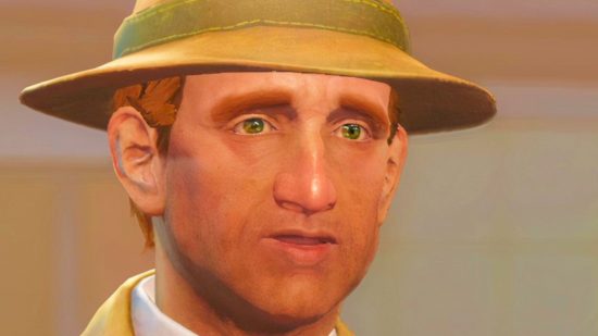Fallout 4 next gen fix: a close up of a confused man with a hat on
