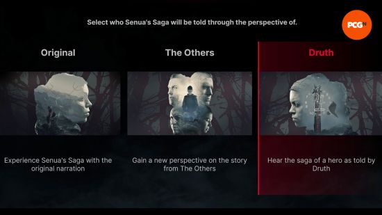 The Main Story menu with the Druth narration highlight, the Hellblad 2 Lorestangir reward. 