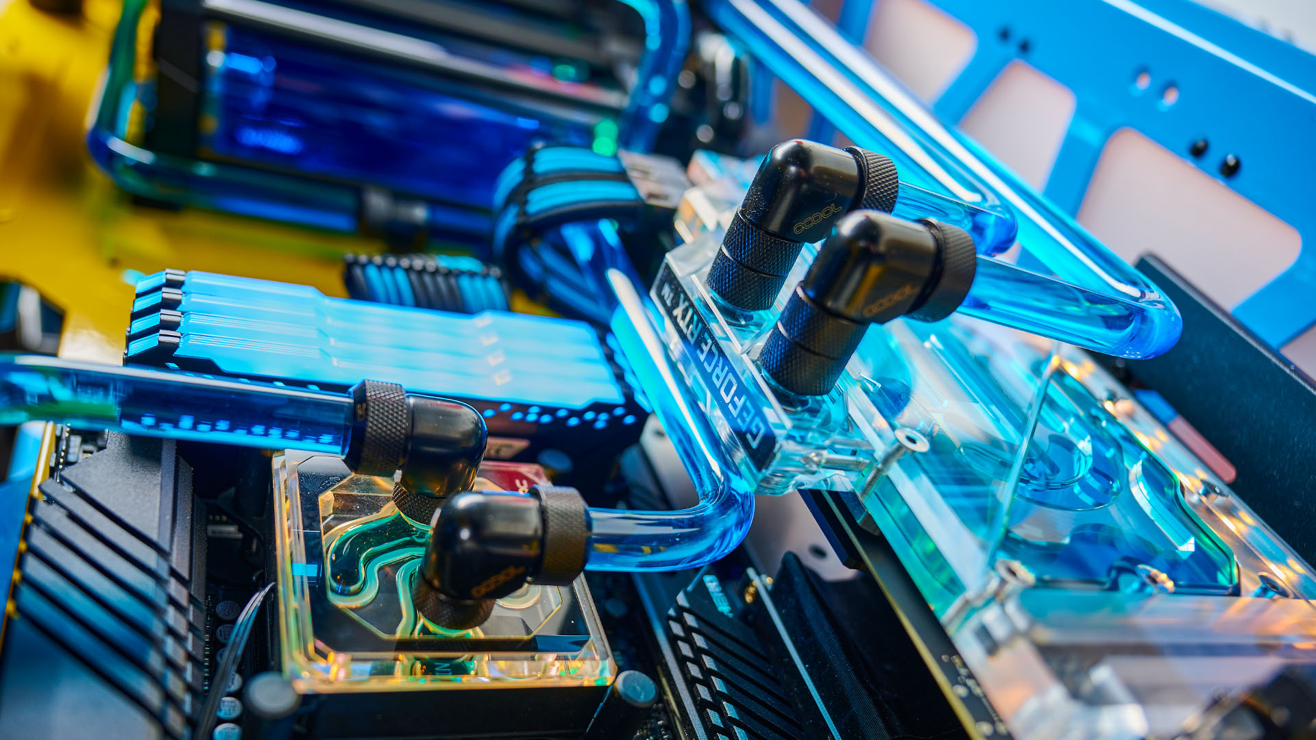 The water-cooling system inside the Intel Gamer Days gaming PC