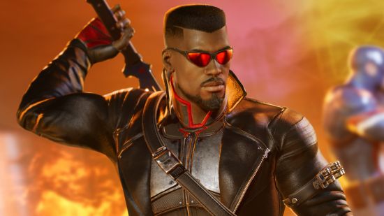 XCOM and Marvel's Midnight Suns legend is building a new life sim: Blade in Marvel's Midnight Suns readies his sword against a firey background.