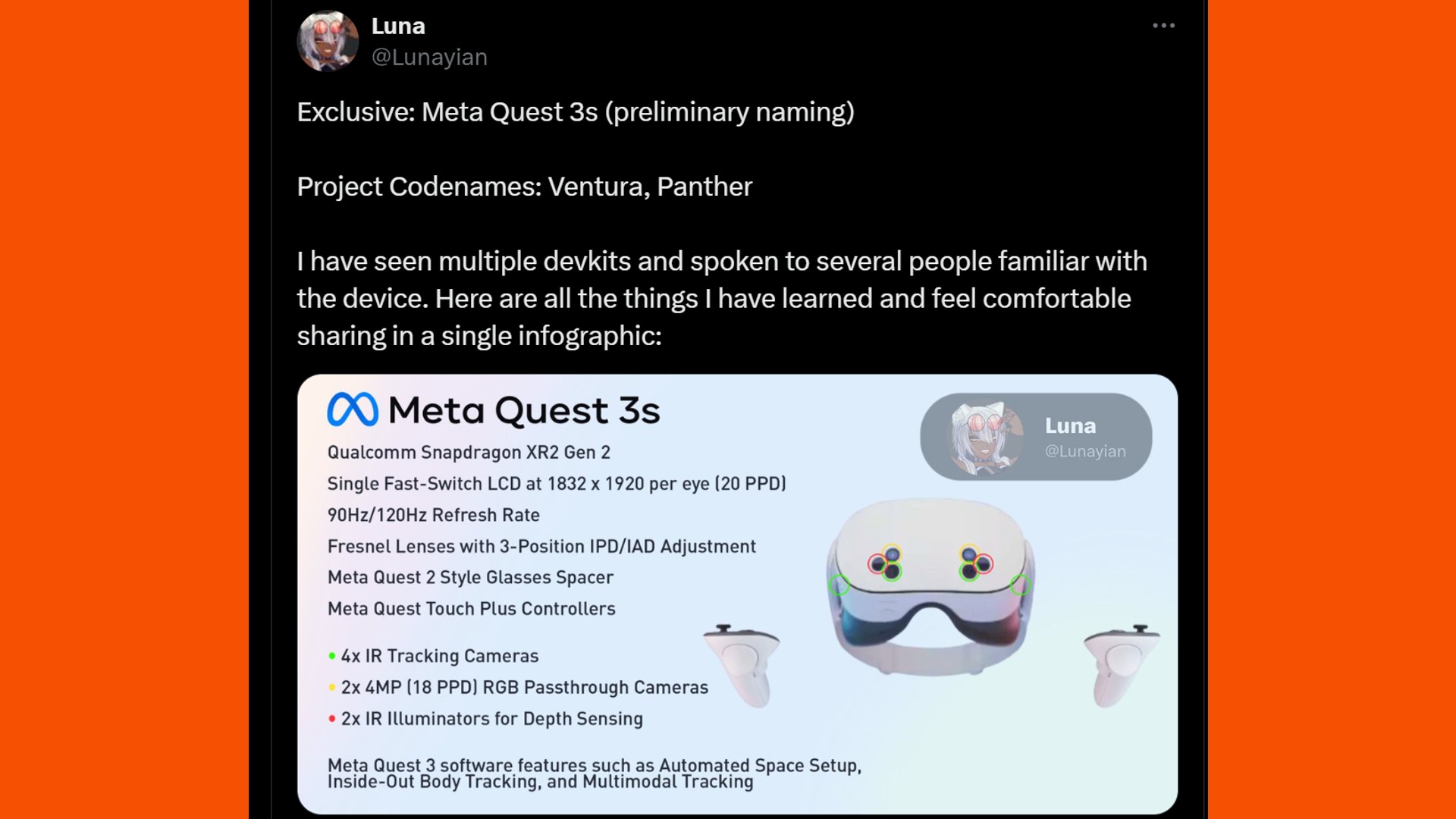 Meta Quest 3s leaked specs shwoing off a possible design for the new headset 