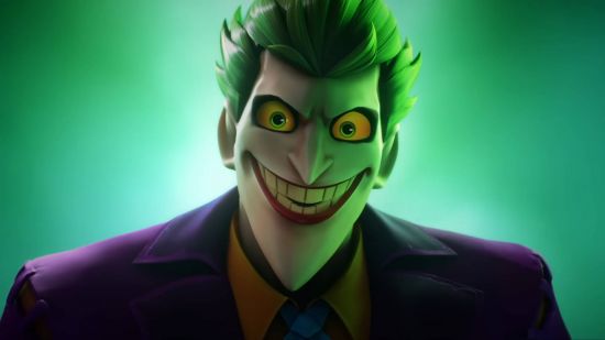 Multiversus tier list: The Joker stares at the viewer maniacally grinning. 