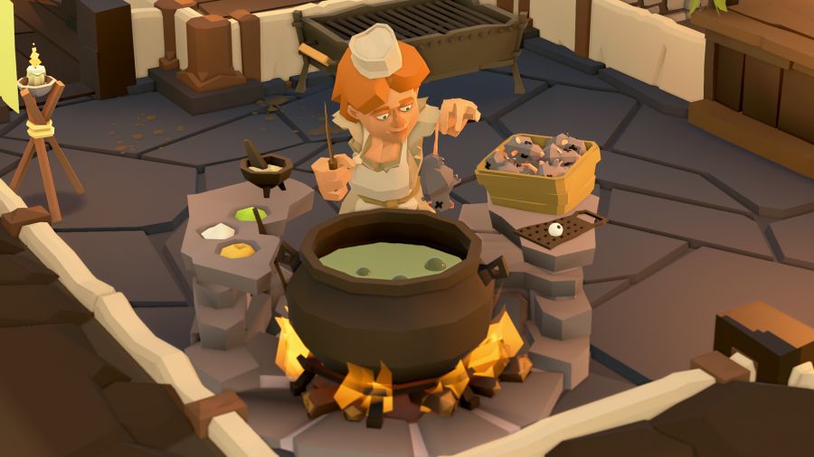 A character cooking in Tavern Keeper