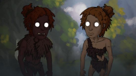 New survival builder is a dark Rimworld in a Lovecraftian stone age: Two tribespeople from The Tribe Must Survive await your choice on the introduction menu of the game.