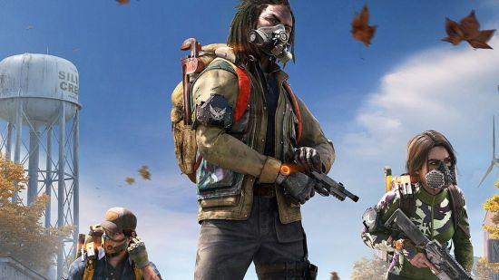 Tom Clancy's The Division Heartland cancelled by Ubisoft: Key art from The Division Heartland which shows masked soldiers standing against a blue sky.
