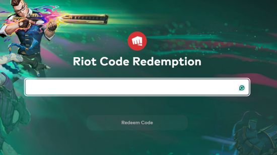 The Valorant codes redeem screen on the Riot website.