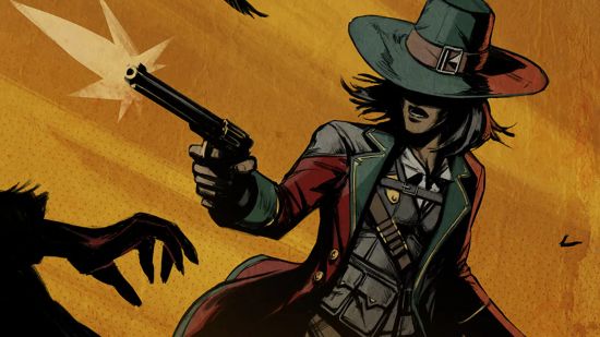 A character firing a gun in Weird West