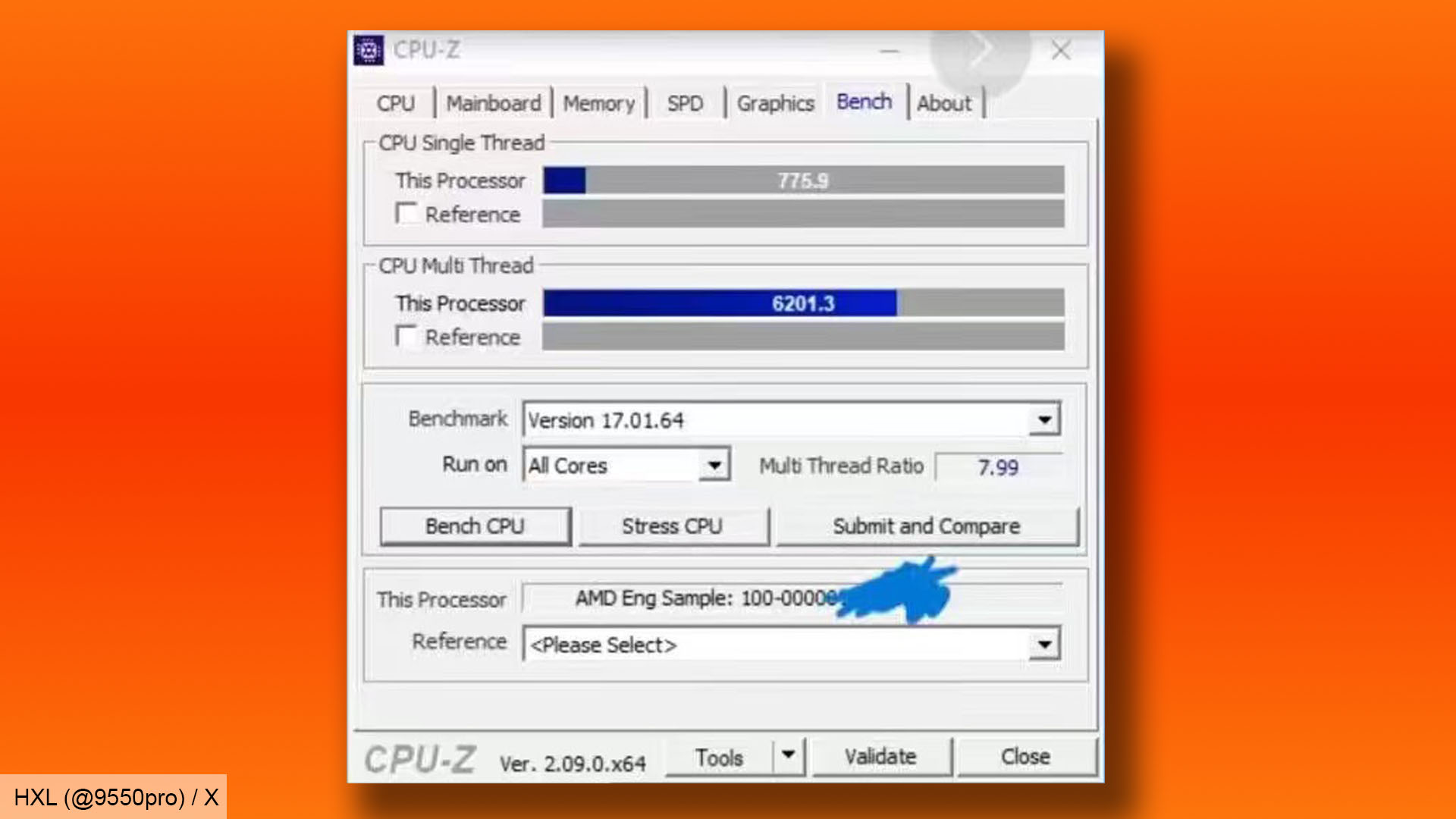 AMD Ryzen 5 9600X CPU-Z benchmark leak screenshot - HXL