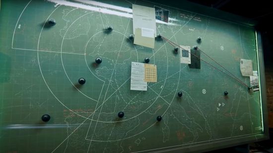 Black Ops 6 safehouse: a pinboard showing a map with black markers placed on key locations.