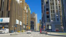 Cities Skylines 2 save game checklist: a low angle shot of a busy city street