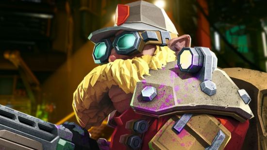 Deep Rock Galactic Survivor Masteries: a Dwarf with blue goggles and a big blonde moustache