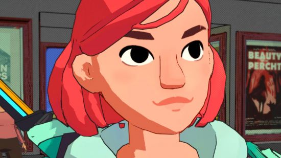 Promising new magical RPG Dungeons of Hinterberg gets new, expanded demo for Steam Next Fest - Protagonist Luisa, a red-haired woman, stands outside a cinema.