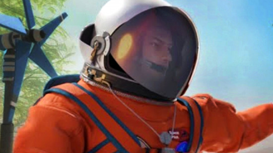 Co-op automation and survival game Eden Crafters gets free Steam demo - A person in an orange hazard suit with a large white helmet.