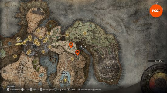 a map showing the elden ring anna doll location in the shaman village