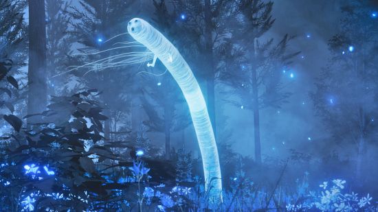 Elden Ring Revered Spirit Ashes: a wispy worm-like creature sprouts from inside a blue forest.