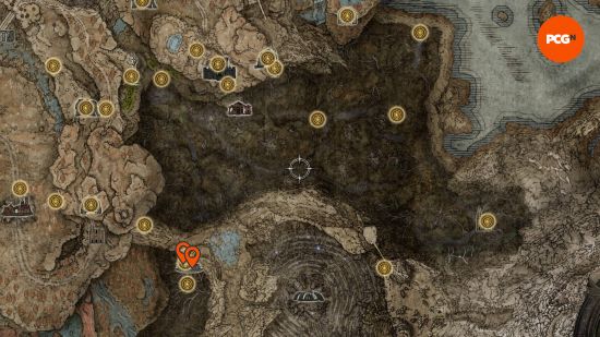 Elden Ring Revered Spirit Ashes: the Abyssal Woods Revered Spirit Ashes locations pinned on a map.