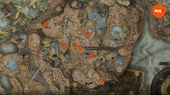 Elden Ring Scadutree Fragments: the Scadu Altus map with all the known locations pinned.