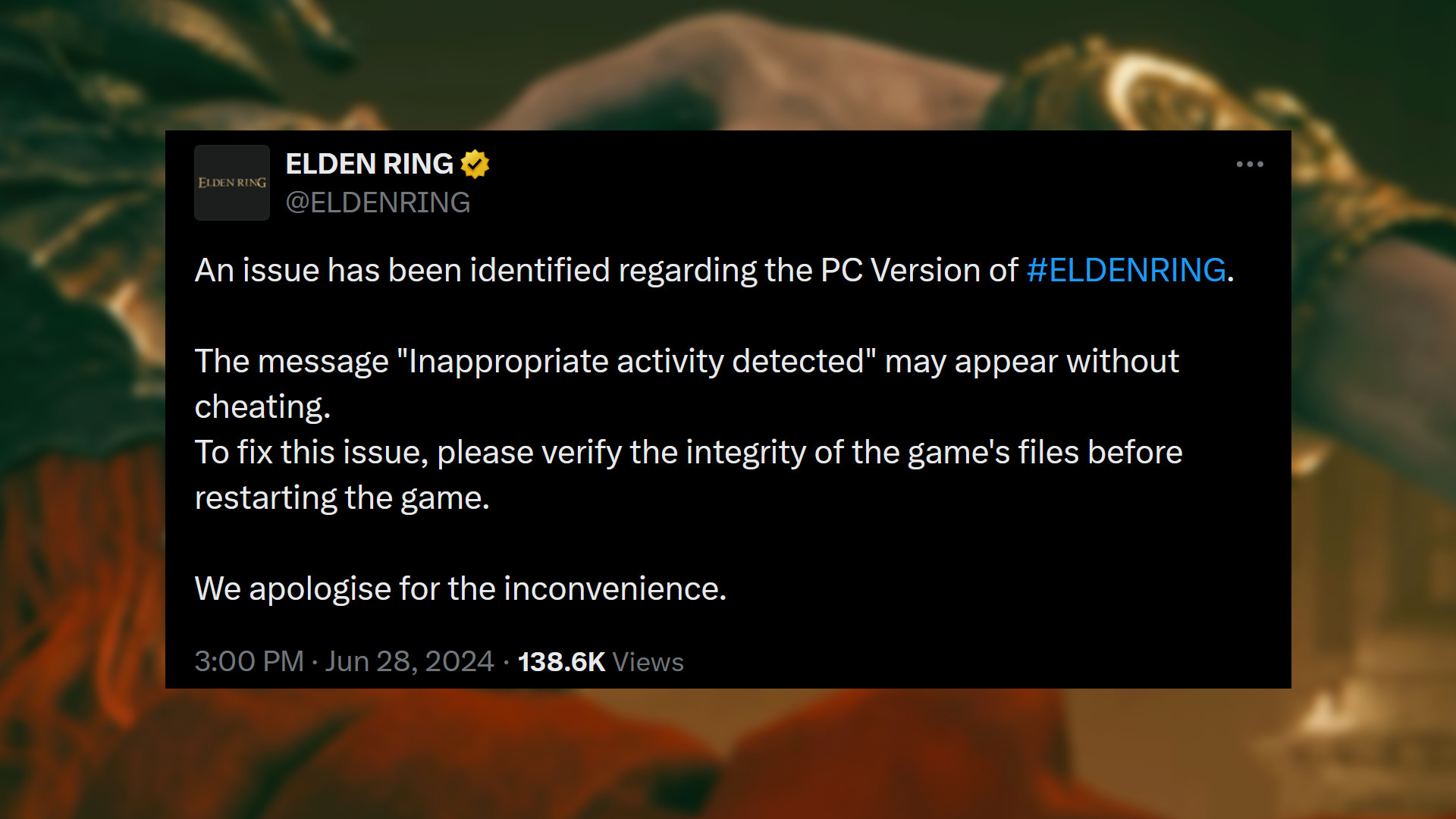 Elden Ring - Message de FromSoftware : 