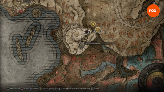 Elden Ring talismans - the location of the Blessed Blue Dew Talisman.