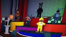 The FNAF animatronic mascots in Five Nights TD