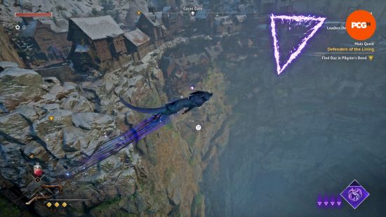 Aperçu de Flintlock The Siege of Dawn : Enki utilise les failles triangulaires suspendues dans les airs pour se déplacer de manière transparente à travers le monde semi-ouvert.