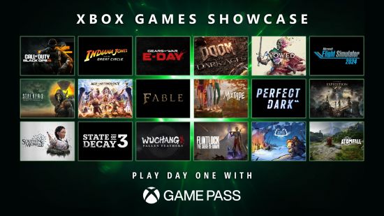 A list of games announced as coming to Game Pass on day one.