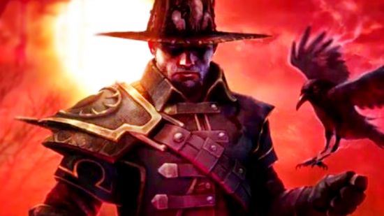 Excellent dark fantasy ARPG Grim Dawn gets even better with big update - A man wearing a wide-brimmed hat holds out his arm for a bird to land on in the Diablo 4 rival.