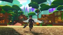 Roblox angel running through forest area