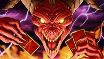 Inferni Hope and Fear Steam card game: A huge laughing demon from Steam card game Inferni Hope and Fear