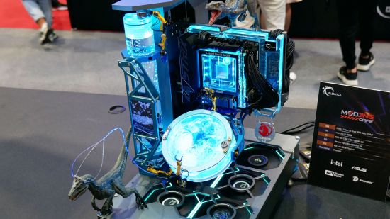 Blue Revival Jurassic Park gaming PC build by Modding Cafe