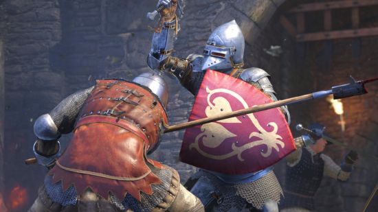 two knights fight in armor