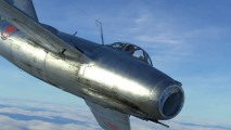 Korea IL-2 Series aims to shine a light on a nearly forgotten conflict: A jet plane in the Korean War dives with blue skies behind.
