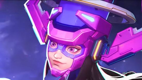 Marvel Rivals Summer Game Fest interview: a female Galactus with her pink and purple space armor on