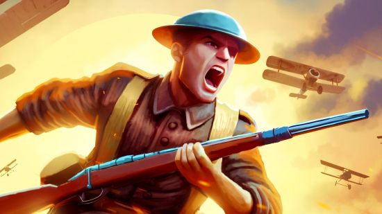 Over The Top WW1 Steam FPS game: A soldier charging into battle in Steam FPS game Over The Top WW1