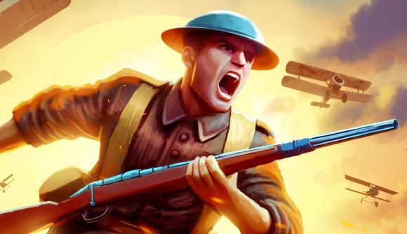Over The Top WW1 Steam FPS game: A soldier charging into battle in Steam FPS game Over The Top WW1