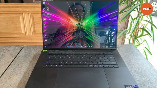 Razer Blade 16 (2024) review: A lovely image of Ben taking a photo in the reflective screen there