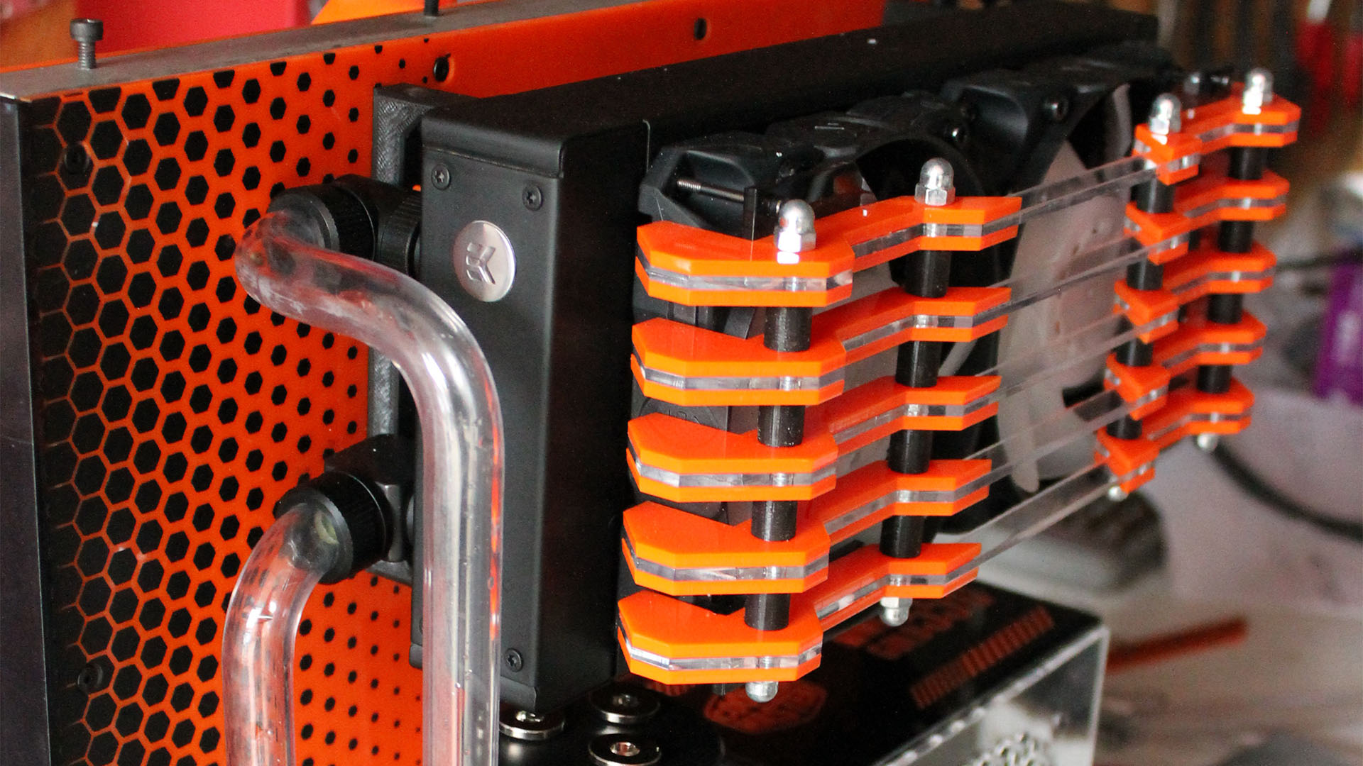 The radiator inside the gaming PC