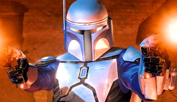 PS2 classic Star Wars Bounty Hunter is back and coming to Steam - Jango Fett aims his signature dual blaster pistols.