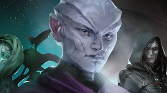 Stellaris has a free to play weekend along with a big Steam DLC sale : A trio of Stellaris aliens look towards camera.