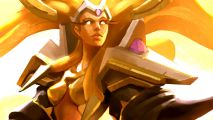 Starcraft successor Stormgate reveals third faction and launch date - A golden woman in elaborate armor.