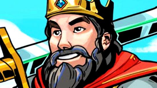 Roguelike city builder Super Fantasy Kingdom sets January launch window - A bearded king wearing a crown smiles as he rests a large sword on his shoulder.
