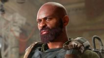 The Division 2 endgame changes: a bald military man with a short, dark beard