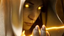 Diablo rival Titan Quest 2 returns to Greek mythology - A hooded figure inspects a glowing thread held between their fingertips.