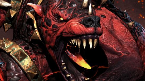 Total War Warhammer 3 aims for redemption with massive free update: Karanak from Total War Warhammer 3 snarls at you.
