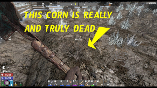 Dead corn shows as a dead bush for color-blind players in the 7 Days to Die mods Really Dead Corn.