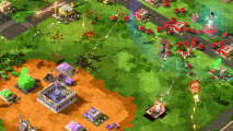 Stellar Command and Conquer style RTS game 9-Bit Armies adds new multiplayer survival mode - Four differently colored armies fight over a plot of land.