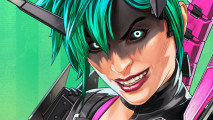 Apex Legends review bombed following controversial battle pass changes: A green haired lady grins menacingly at you.