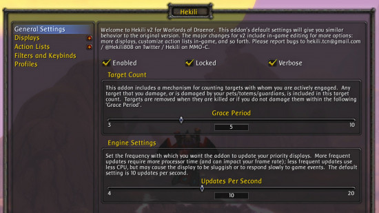 The settings for Hekili Priority Helper, one of the best WoW addons.
